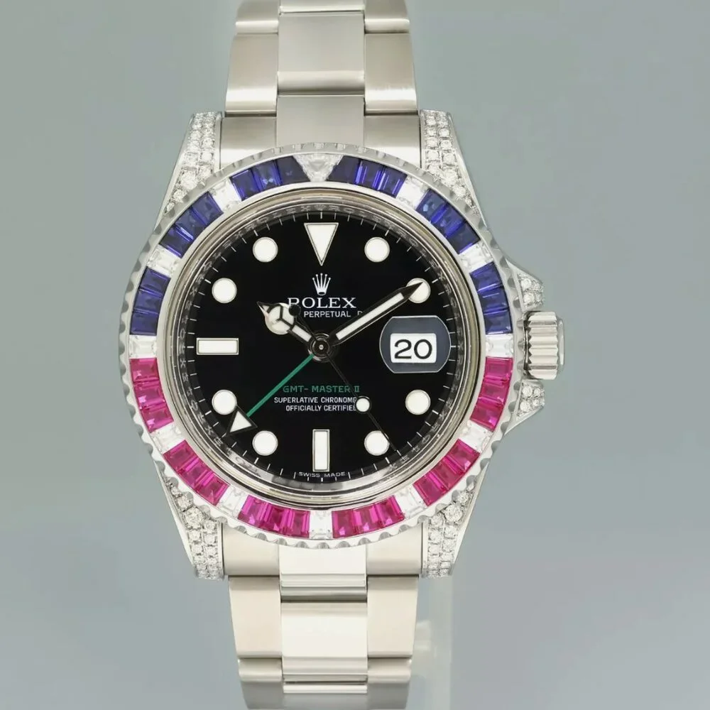 WOW! ROLEX DIAMOND RUBY SAPPHIRE MASTER II MENS WATCH FULL BOX!!